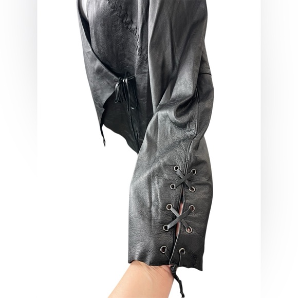 NWT Women’s Rare Vintage Y2K Harley Davidson Asymmetric Black Leather Jacket XL - Picture 6 of 15